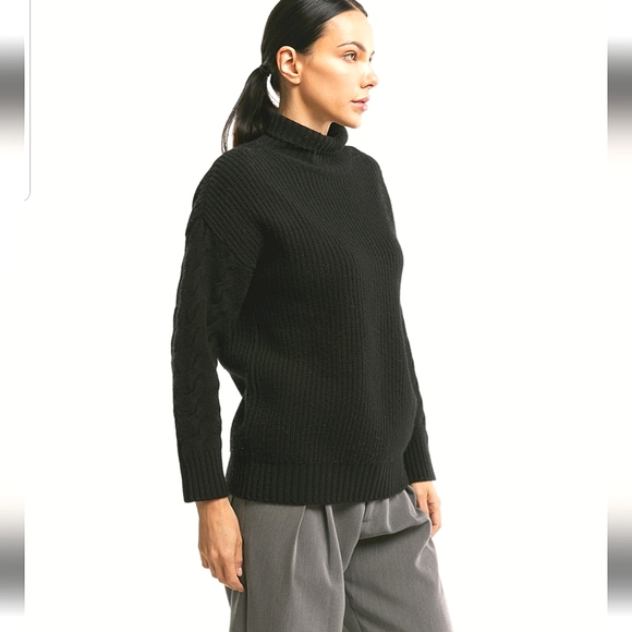 NWT Oversized Cashmere Turtleneck Sweater (Black) - Gentle Herd - Picture 2 of 16
